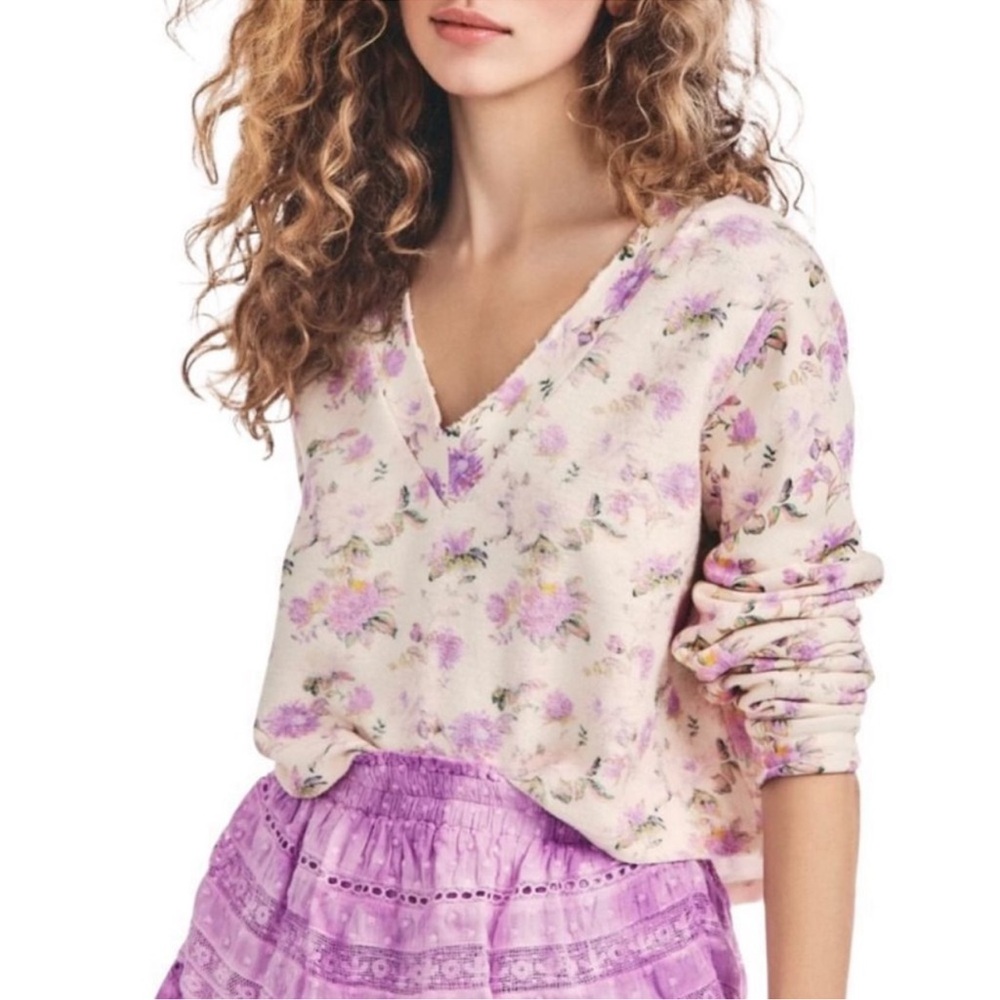 LoveShackFancy floral Tamika cropped sweatshirt pullover sz. S